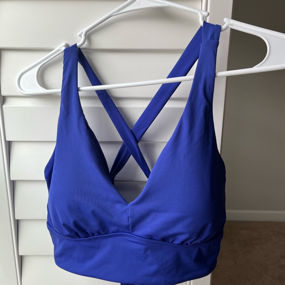Athleta Longline Plunge Bikini Top 36 D/DD royal blue